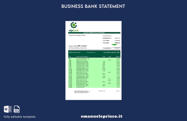 stile verificato Modello di dichiarazione aziendale OTP Bank in Word e PDF